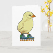 Kuiken als inlineskater met inline skates kaart (Gele Bloem)