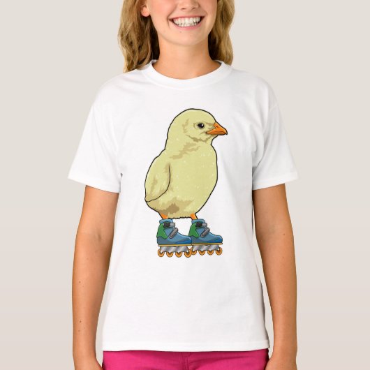 Kuiken als inlineskater met inline skates t-shirt (Voorkant)