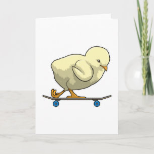 Kuiken als skater met skateboard kaart