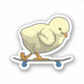 Kuiken als skater met skateboard sticker (Voorkant)