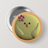 Kuiken cute geel en roze ronde button 7,6 cm (Voorkant /achterkant)