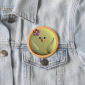 Kuiken cute geel en roze ronde button 7,6 cm (In situ)