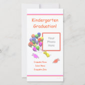 Kuiken en ballonnen kleuterschool afstuderen aankondiging (Voorkant)