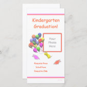 Kuiken en ballonnen kleuterschool afstuderen aankondiging (Voorkant / Achterkant)