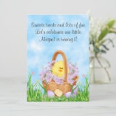 Kuiken en paasmand 1e verjaardag uitnodiging (Staand voorkant)