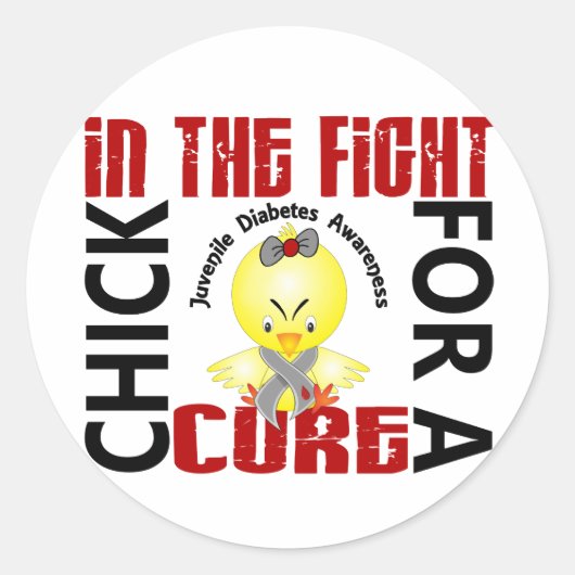 Kuiken in de strijd tegen juveniele diabetes ronde sticker (Voorkant)