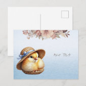 Kuiken met blauwe lint ansichtkaart briefkaart (Voorkant / Achterkant)
