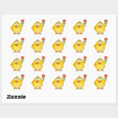 Kuiken met bloem grappig gelukkig dier vierkante sticker (Vel)
