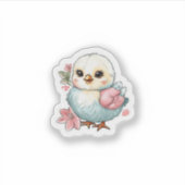 Kuiken met bloemen sticker (Voorkant)