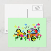 Kuiken met paaseieren kar Tshirts en geschenken Feestdagenkaart (Voorkant / Achterkant)