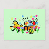 Kuiken met paaseieren kar Tshirts en geschenken Feestdagenkaart (Voorkant)