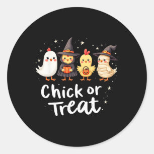 Kuiken of behandelen Schattigee Halloween Chicken Ronde Sticker