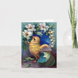  kuiken, paaseieren en gelilies feestdagen kaart