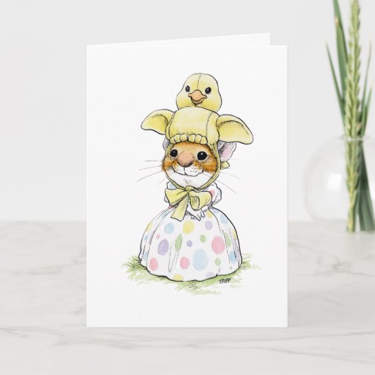 Kuiken Pasen Hoedje Muis Kaart (Voorkant)