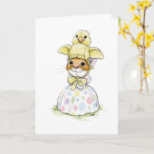 Kuiken Pasen Hoedje Muis Kaart (Gele Bloem)
