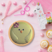 Kuikenbaby schattig geel en roze papieren bordje (Feest)