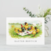  kuikens aangepaste paasbrunch kaart (Staand voorkant)