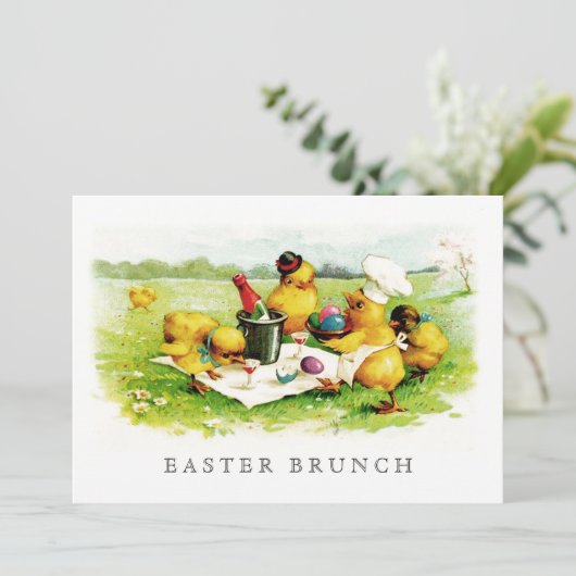 kuikens aangepaste paasbrunch kaart (Staand voorkant)