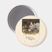 Kuikens broeden in Hen House  Pasen Magneet (Voorkant / Achterkant)