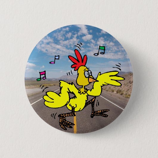 Kuikens die over de weg rijden ronde button 5,7 cm (Voorkant)