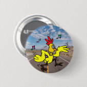 Kuikens die over de weg rijden ronde button 5,7 cm (Voorkant /achterkant)