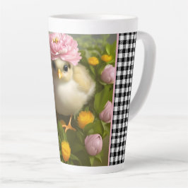 Kuikens en bloemen lente latte mok