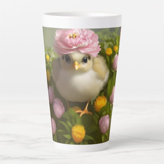Kuikens en bloemen lente latte mok (Voorkant)