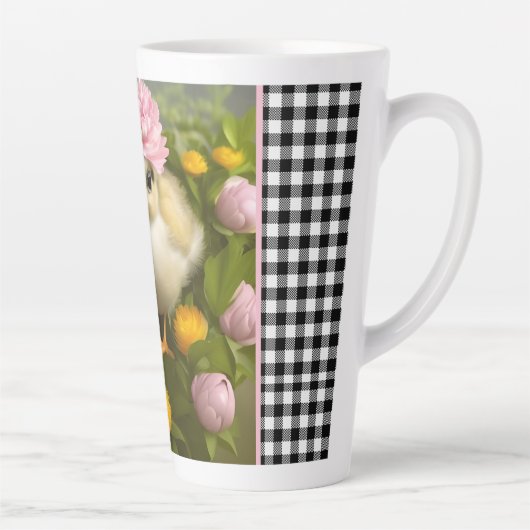 Kuikens en bloemen lente latte mok (Rechts)