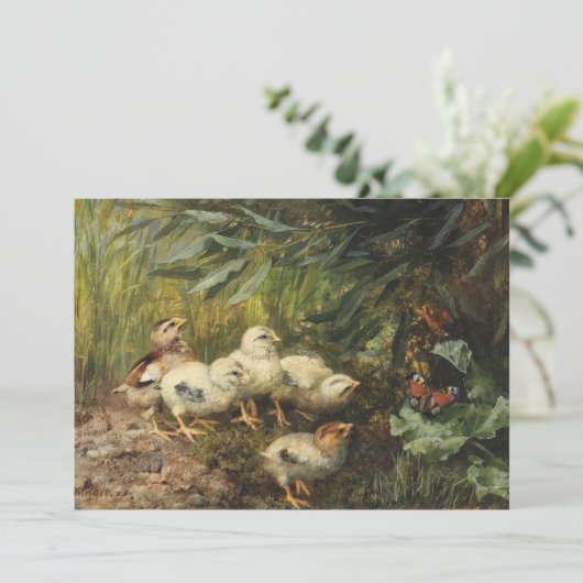 Kuikens en een vlinder | Franz Xaver Birkinger (Staand voorkant)