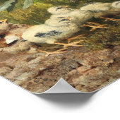 Kuikens en een vlinder | Franz Xaver Birkinger Poster (Hoek)