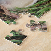 kuikens en kippen leven in groengras legpuzzel (Zijkant)