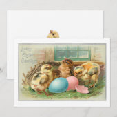  kuikens en paaseieren feestdagenkaart (Voorkant / Achterkant)