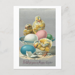  kuikens en paaseieren feestdagenkaart