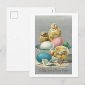  kuikens en paaseieren feestdagenkaart (Voorkant / Achterkant)