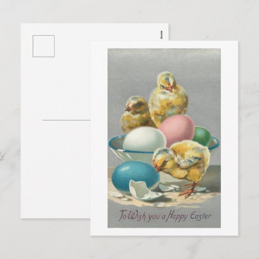  kuikens en paaseieren feestdagenkaart (Voorkant / Achterkant)