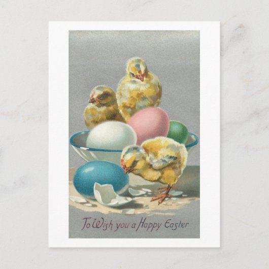  kuikens en paaseieren feestdagenkaart (Voorkant)