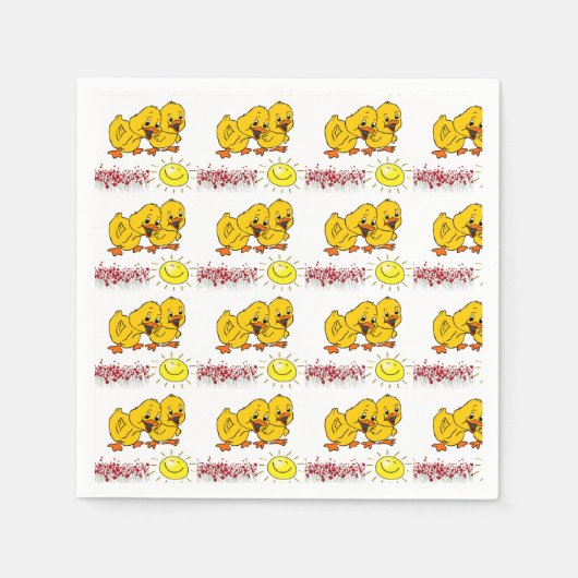 Kuikens Geel Rozen Bloemen Slangenservet Servet (Voorkant)