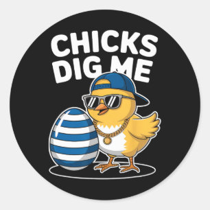Kuikens Graaf Me Paaskuiken Grappig Gelukkig Paasd Ronde Sticker