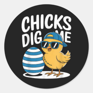 Kuikens Graaf Me Paaskuiken Grappig Gelukkig Paasd Ronde Sticker