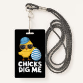 Kuikens Graaf Me Pasen Funny Egg Hunt Badge (Voorkant met draagriem)