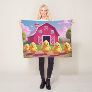 Kuikens in boerenerf Happy Spring Fleece Deken