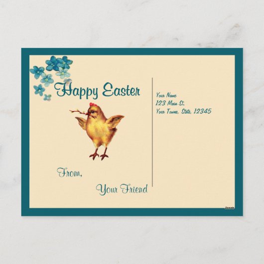 Kuikens in een mandje  Paas Briefkaart (Achterkant)