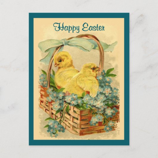 Kuikens in een mandje  Paas Briefkaart (Voorkant)