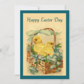 Kuikens in een mandje  paasuitnodiging kaart (Voorkant)