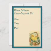 Kuikens in een mandje  paasuitnodiging kaart (Achterkant)