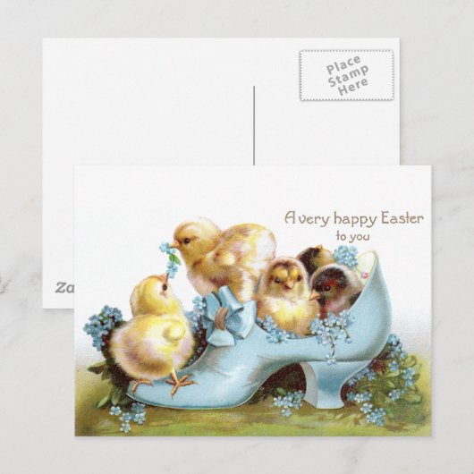 Kuikens in een schoen  Pasen Kaart (Voorkant / Achterkant)