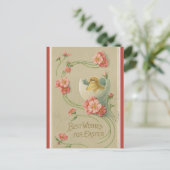 kuikens in eierroze zwenkrooster Pasen Briefkaart (Staand voorkant)