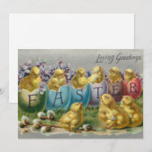  kuikens in paaseieren met Violet Feestdagenkaart (Voorkant / Achterkant)