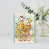  kuikens in paasfinery briefkaart (Staand voorkant)