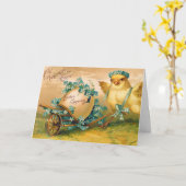  kuikens met paaseieren kaart (Gele Bloem)